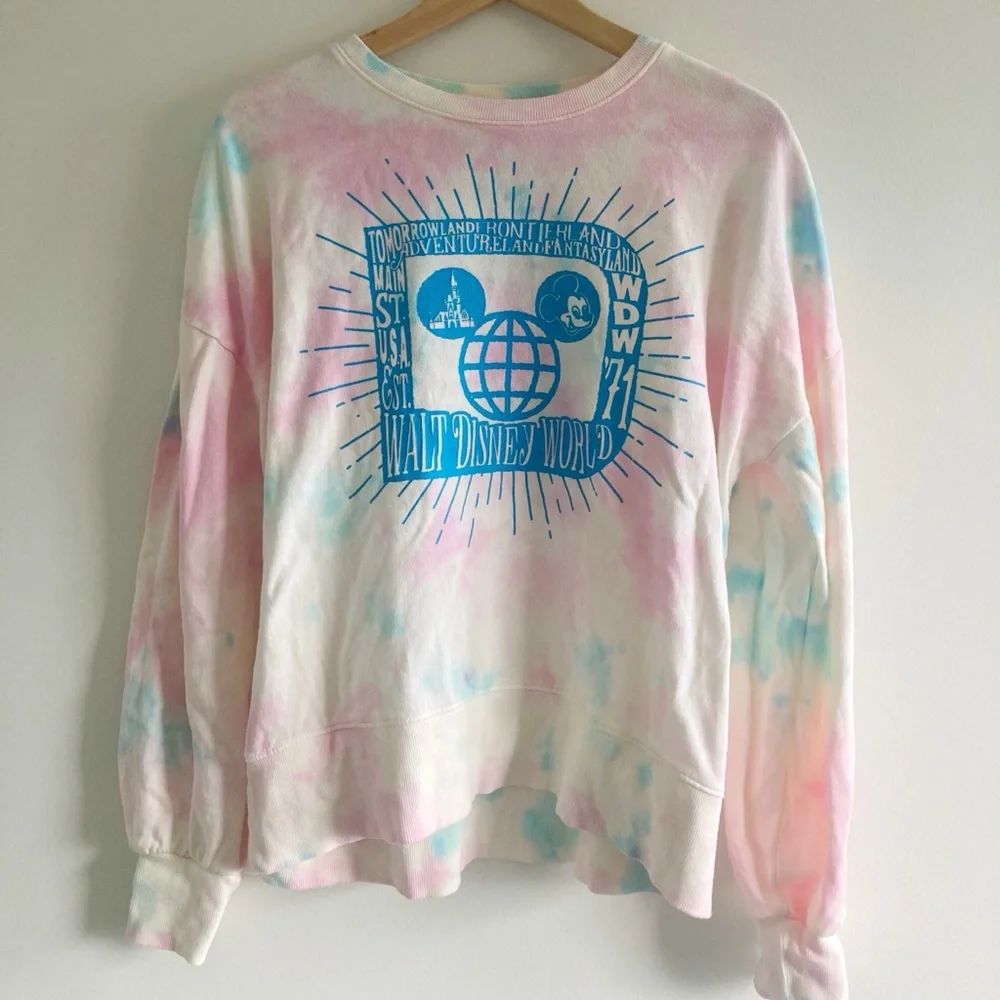 NWOT Walt Disney World Tie Dye Lounge Sweatshirt Pullover Sz Medium - Picture 4 of 8